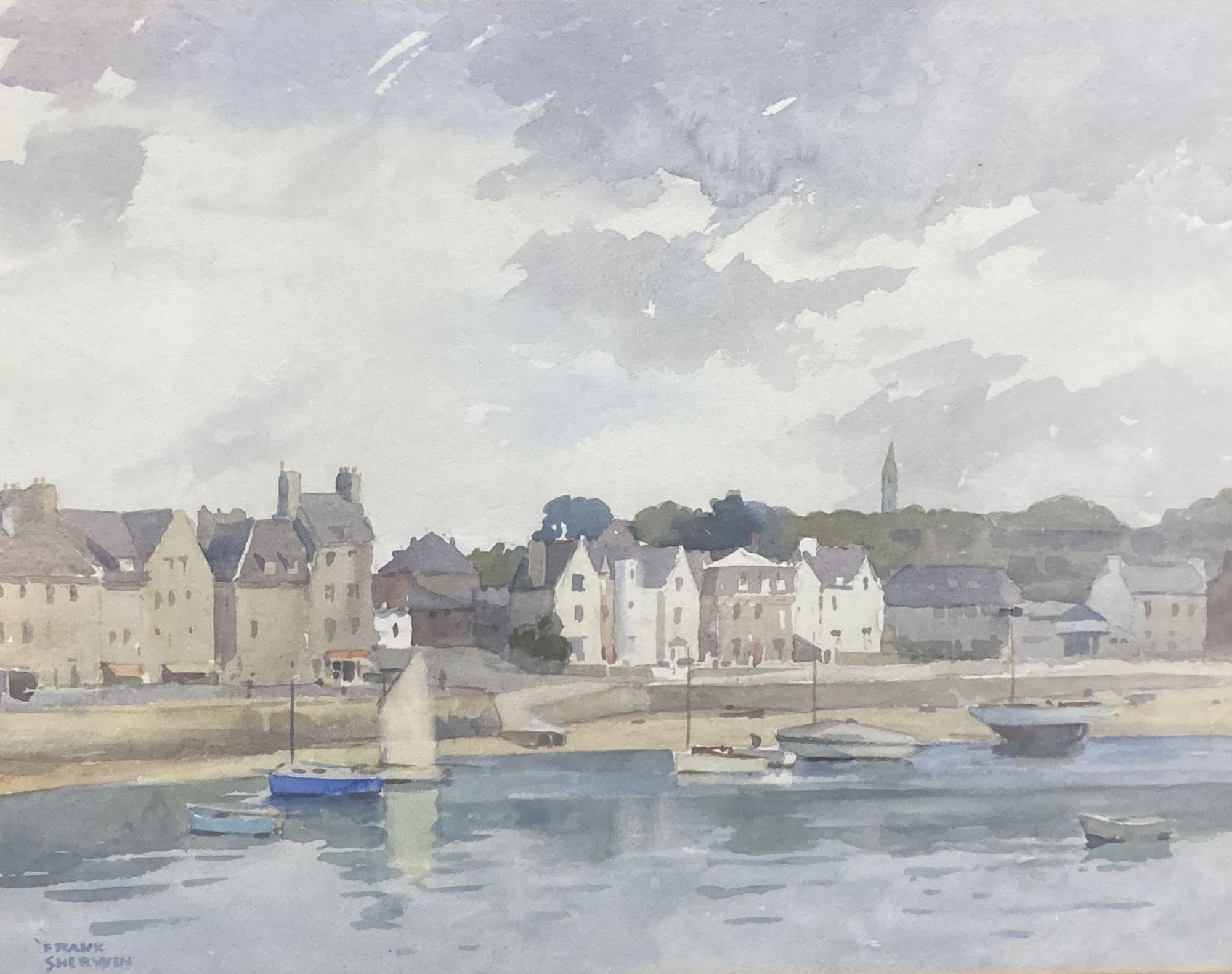 Frank Sherwin (1896-1985), watercolour, Fishing boats in harbour, signed, 36 x 46cm